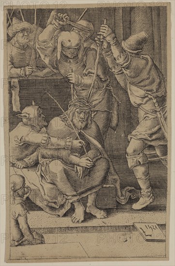 Unknown (Dutch), after Lucas van Leyden, Netherlandish, 1494-1533, Christ Crowned with Thorns, between 1521 and 1887, etching and engraving printed in black ink on wove paper, Sheet (trimmed within plate mark): 4 3/4 × 3 inches (12.1 × 7.6 cm)