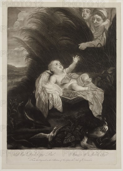 James McArdell, Irish, 1728-1765, after Anton van Dyck, Flemish, 1599-1641, Finding of Moses, 18th century, Mezzotint printed in black ink on laid paper, Plate: 20 × 14 inches (50.8 × 35.6 cm)
