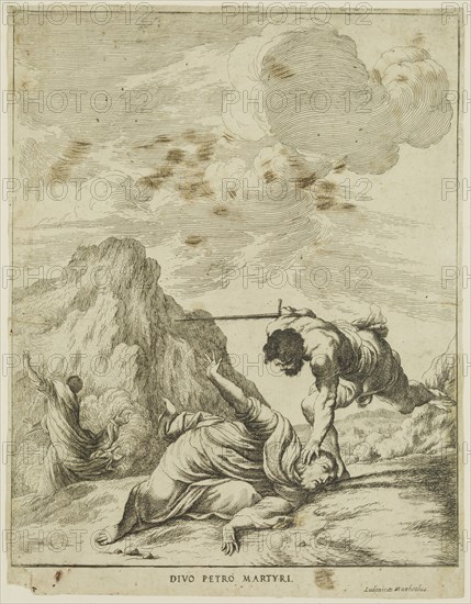Ludovico Mattioli, Italian, 1662-1747, Martyrdom of Saint Peter, between 17th and 18th century, etching printed in black ink on laid paper, Sheet (trimmed within plate mark): 11 1/2 × 8 7/8 inches (29.2 × 22.5 cm)