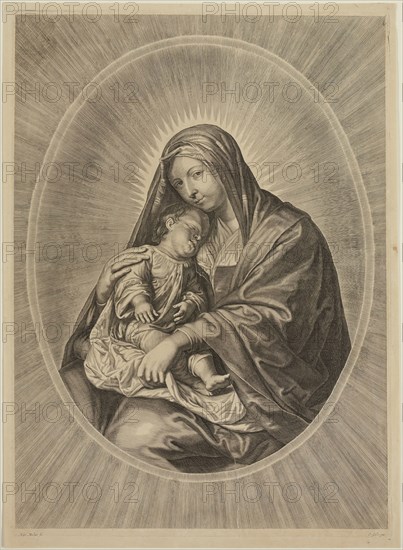 Adrian Melar, Flemish, 1633-1667, Madonna and Child, mid-17th century, engraving printed in black ink on laid paper, Plate: 16 7/8 × 12 1/4 inches (42.9 × 31.1 cm)