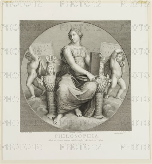 Raphael Morghen, Italian, 1758-1833, after Raphael, Italian, 1483-1520, Philosophy, between 1758 and 1833, Engraving printed in black ink on wove paper, Page: 16 3/8 × 14 7/8 inches (41.6 × 37.8 cm)