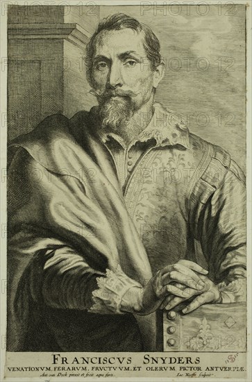 Jacob Neefs, Flemish, 1610-1660, after Anton van Dyck, Flemish, 1599-1641, Frans Snyders, 17th century, engraving printed in black ink on chine collé, Image (including inscription): 9 1/2 × 6 1/8 inches (24.1 × 15.6 cm)
