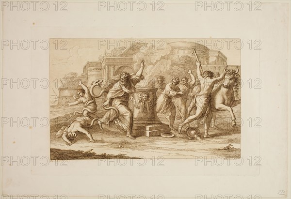 Francesco Bartolozzi, Italian, 1727-1815, after Pietro da Cortona, Italian, 1596-1669, Laocoon Attacked by Serpents, 1765, etching printed in brown ink on wove paper, Plate: 11 5/8 × 17 7/8 inches (29.5 × 45.4 cm)
