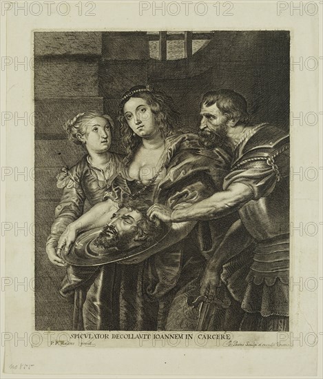 Giacomo Pecini, Italian, 1617-1669, after Peter Paul Rubens, Flemish, 1577-1640, Herodias with the Head of John the Baptist, 17th century, engraving printed in black ink on laid paper, Plate: 11 × 9 inches (27.9 × 22.9 cm)