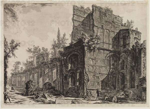 Giovanni Battista Piranesi, Italian, 1720-1778, Hadrian's Villa: Remains of the So-Called Pretorio, 1774, etching printed in black ink on heavy cream laid paper, Plate: 17 7/8 × 25 1/8 inches (45.4 × 63.8 cm)