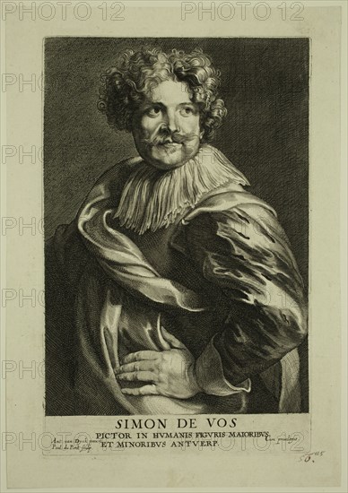 Paul Pontius, Flemish, 1603-1658, after Anton van Dyck, Flemish, 1599-1641, Simon de Vos, mid-17th century, engraving printed in black ink on laid paper, Plate: 9 1/2 × 6 inches (24.1 × 15.2 cm)