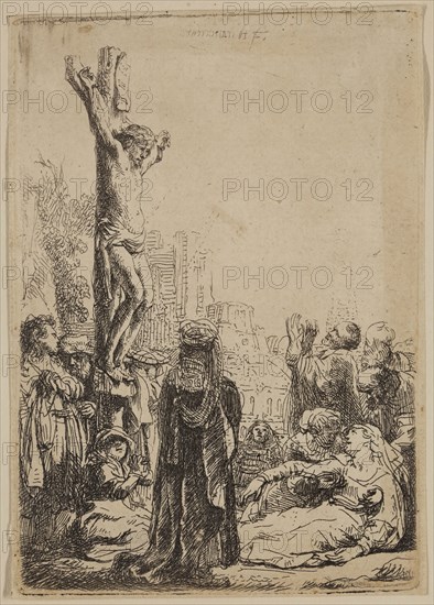 Rembrandt Harmensz van Rijn, Dutch, 1606-1669, Crucifixion, ca. 1635, etching printed in black ink on laid paper, Plate: 3 3/4 × 2 5/8 inches (9.5 × 6.7 cm)