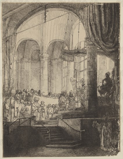 Rembrandt Harmensz van Rijn, Dutch, 1606-1669, Medea: Or the Marriage of Jason and Creusa, 1648, etching and drypoint printed in black ink on laid paper, Sheet (trimmed within platemark): 9 1/4 × 7 inches (23.5 × 17.8 cm)