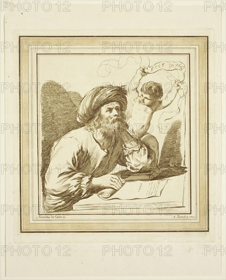Adam von Bartsch, Austrian, 1756-1821, after Guercino (Giovanni Francesco Barbieri), Italian, 1591-1666, The Prophet Isaiah, 1783, etching and engraving printed in brown ink on laid paper, Plate: 12 3/8 × 11 5/8 inches (31.4 × 29.5 cm)