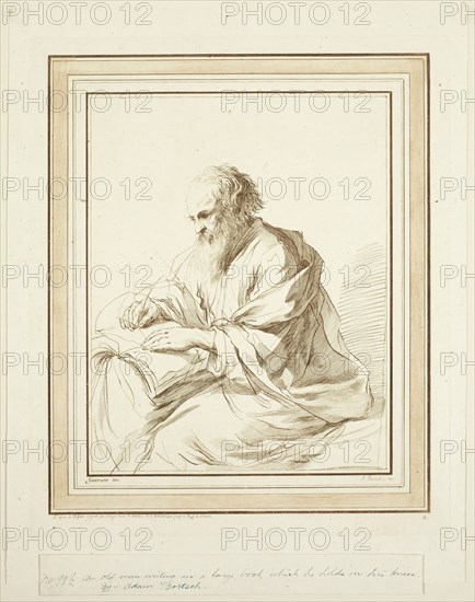 Adam von Bartsch, Austrian, 1756-1821, after Guercino (Giovanni Francesco Barbieri), Italian, 1591-1666, Old Man Writing, 1783, etching printed in brown ink on laid paper, Plate: 13 1/2 × 11 3/8 inches (34.3 × 28.9 cm)