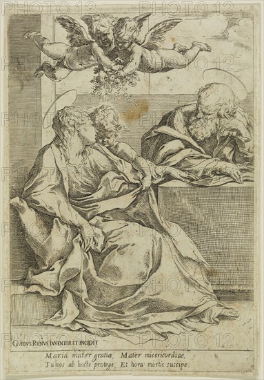 Guido Reni, Italian, 1575-1642, Holy Family, between 16th and 17th century, etching printed in black ink on laid paper, Plate: 8 7/8 × 6 1/8 inches (22.5 × 15.6 cm)