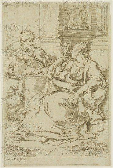 Guido Reni, Italian, 1575-1642, Holy Family, between 16th and 17th century, etching printed in black ink on laid paper, Plate: 9 1/8 × 5 7/8 inches (23.2 × 14.9 cm)