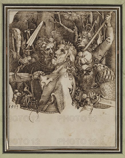 after Albrecht Dürer, German, 1471-1528, The Betrayal of Christ, 1519, pen and brown ink on cream laid paper, Sheet: 7 1/2 × 5 7/8 inches (19.1 × 14.9 cm)