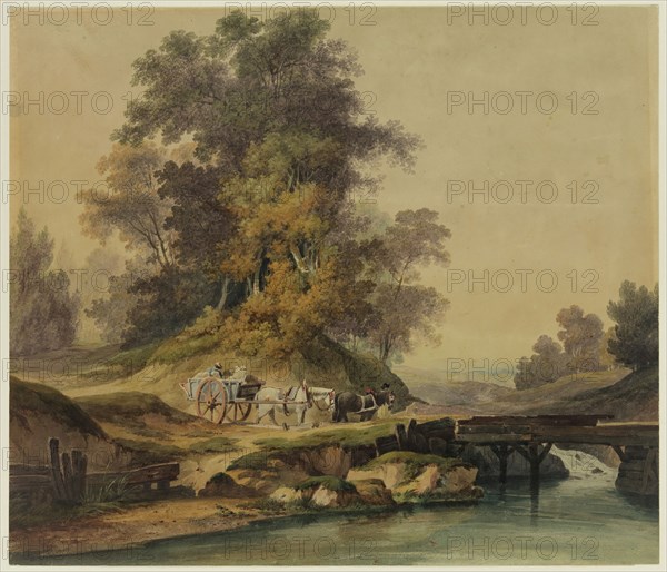 Unknown (English), Morning (A Wooded River Landscape), 19th century, watercolor, Sheet: 13 × 16 inches (33 × 40.6 cm)
