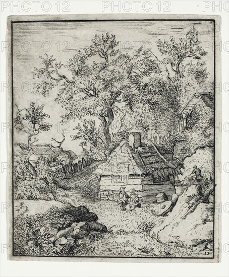 Unknown (Dutch), after Allart van Everdingen, Dutch, 1621-1675, Landscape with a Millstone near a Cask, second half of 18th century, pen and black ink on white laid paper, Sheet: 5 3/8 × 4 1/2 inches (13.7 × 11.4 cm)
