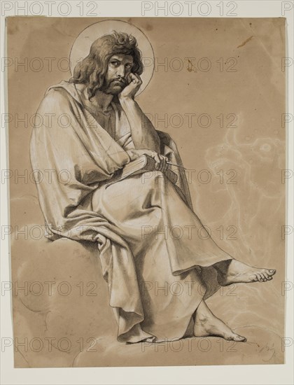 Unknown (French), Luke, 19th century, graphite pencil highlighted with white on tan paper, Sheet: 11 1/16 × 8 1/2 inches (28.1 × 21.6 cm)