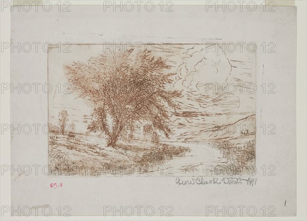 George W. Clark, American, Untitled, 1891, etching printed in brown ink on wove paper, Plate: 4 1/2 × 7 inches (11.4 × 17.8 cm)