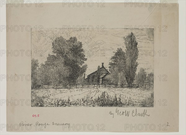 George W. Clark, American, River Rouge Scenery, ca. 1893, Etching printed in black on laid paper, Plate: 4 1/2 × 6 7/8 inches (11.4 × 17.5 cm)