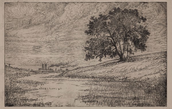 George W. Clark, American, Detroit River - In Distance Canada Side, 1892, etching printed in black ink on wove paper, Plate: 4 1/2 × 6 7/8 inches (11.4 × 17.5 cm)