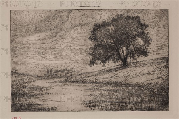 George W. Clark, American, Detroit River - In Distance Canada Side, 1892, etching printed in black ink on wove paper, Plate: 4 1/2 × 7 inches (11.4 × 17.8 cm)