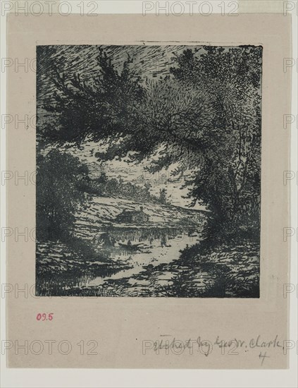 George W. Clark, American, Untitled, ca. 1893, etching printed in blue-black ink on wove paper, Plate: 5 × 4 1/2 inches (12.7 × 11.4 cm)