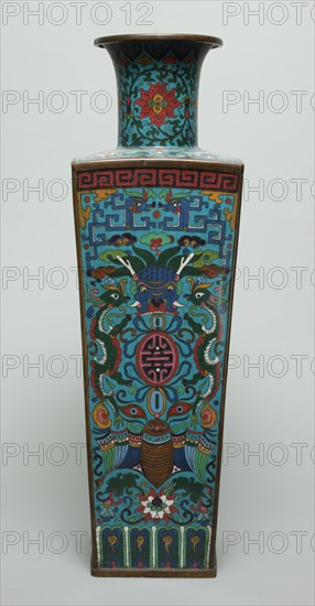Unknown (Chinese), Vase, 19th Century, Cloisonne enamel on brass, height: 19 1/2 in.