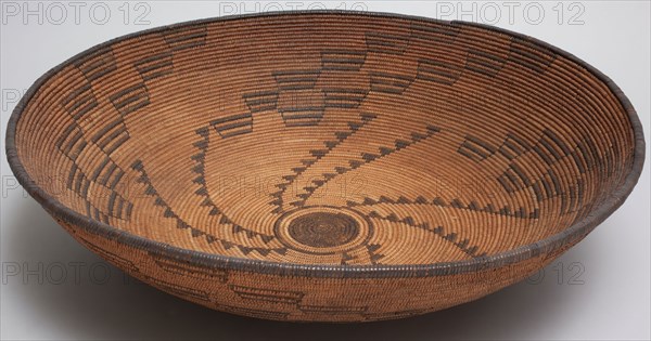 Apache, Native American, Basket, between 1890 and 1910, willow and devil's claw (martynia), Overall: 4 1/2 inches × 17 3/4 inches (11.4 × 45.1 cm)