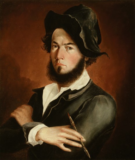 Frederick E. Cohen, American, 1810 - 1858, Self Portrait, 1845, oil on canvas, Unframed: 28 × 23 3/4 inches (71.1 × 60.3 cm)