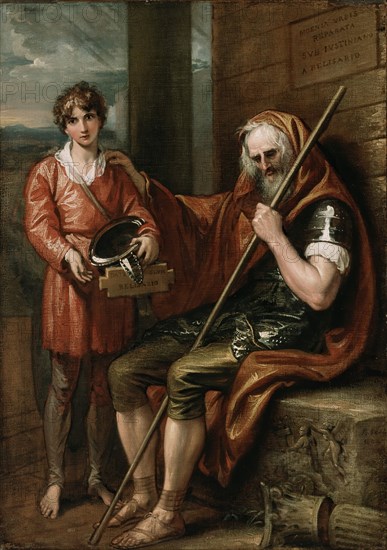 Benjamin West, American, 1738-1820, Belisarius and the Boy, 1802, oil on canvas, Unframed: 26 × 19 inches (66 × 48.3 cm)