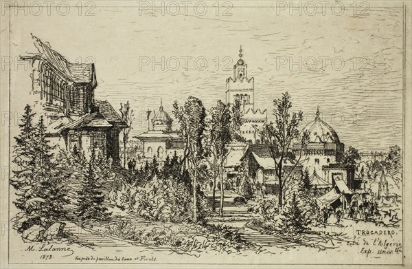 Maxime François Antoine Lalanne, French, 1827-1886, Trocadero, 1878, etching printed in black ink on japan paper, Plate: 5 7/8 × 8 1/4 inches (14.9 × 21 cm)
