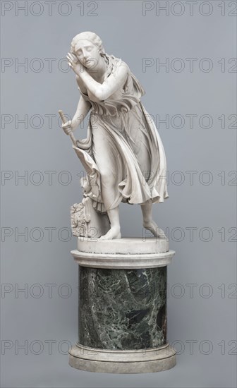 Randolph John Rogers, American, 1825-1892, Nydia, the Blind Girl of Pompeii, ca. 1850s, marble, Including base: 77 3/4 × 27 1/2 × 39 1/2 inches (197.5 × 69.9 × 100.3 cm)