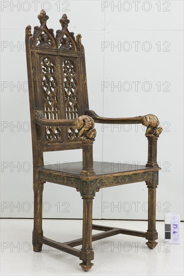 Unknown (Italian), Arm Chair, late 15th century, Wood with polychrome decoration, Overall: 49 × 22 3/4 × 20 1/2 inches (124.5 × 57.8 × 52.1 cm)