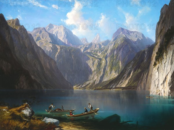 Willibald Wex, German, 1831 - 1892, Konigsee, c. 1873, oil on canvas, Unframed: 46 1/2 × 62 1/8 inches (118.1 × 157.8 cm)