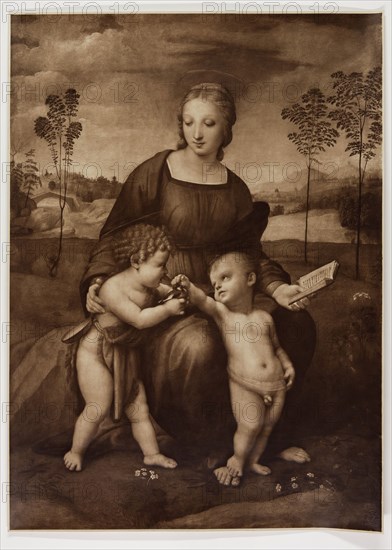 James Anderson, English, 1813-1877, after Raphael, Italian, 1483-1520, Madonna and Child with the Infant St. John, c. 1906, Sepia-toned carbon print, Image: 31 1/8 x 22 1/2 in.