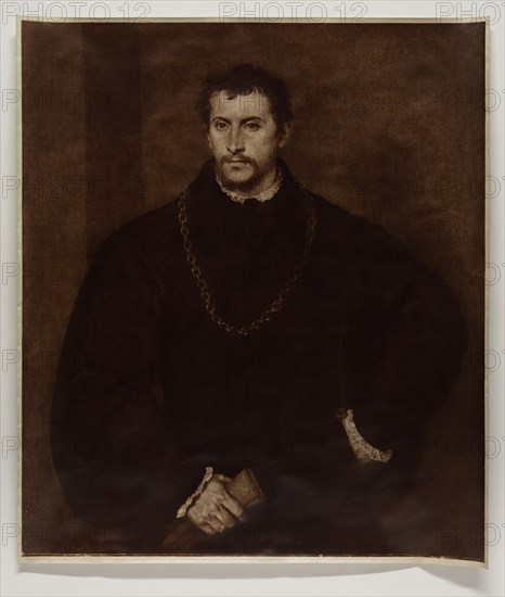 James Anderson, English, 1813-1877, after Titian, Italian, ca.1488-1576, Portrait of a Man, ca. 1906, Sepia-toned carbon print, Image: 26 3/8 × 22 15/16 inches (67 × 58.3 cm)