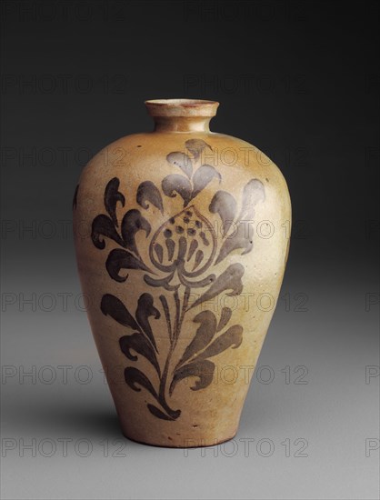 Unknown (Korean), Wine Flask, 12th Century, Stoneware with iron brown decoration and celadon glaze, 10.0 x 6 3/4 in (25.5 x 16.9 cm)