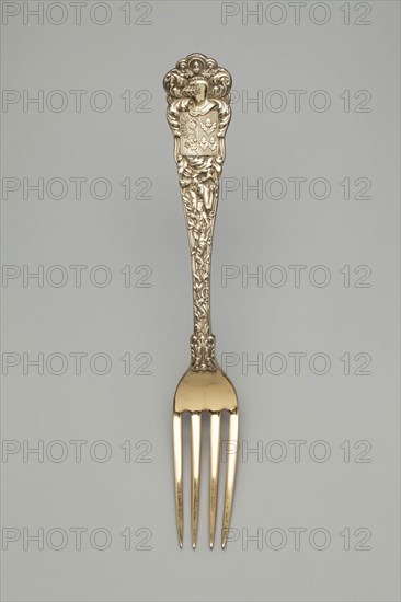 Tiffany and Company, American, established 1837, Fork, 1884, sterling silver, gilt, Overall: 7 1/8 inches (18.1 cm)