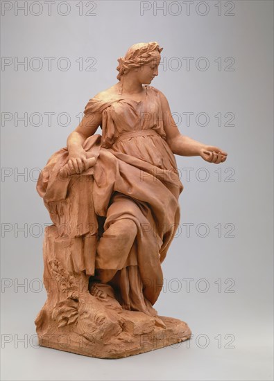 Christophe Veyrier, French, 1637-1689, Clio, Muse of History, between 1680 and 1683, Terracotta, Overall: 24 7/8 × 11 × 13 inches (63.2 × 27.9 × 33 cm)