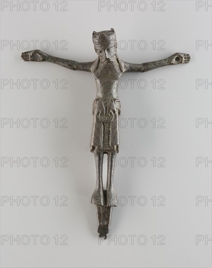 Unknown (French), Corpus of the Crucified Christ, between 1150 and 1200, bronze, Overall: 7 1/4 × 6 1/16 × 1 inches (18.4 × 15.4 × 2.5 cm)