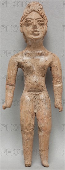 Puebla, Precolumbian, Figure, between 1500 and 900 BCE, earthenware, Overall: 4 1/2 × 1 1/2 inches (11.4 × 3.8 cm)