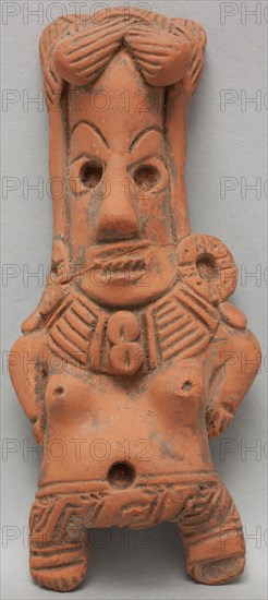 Preclassic Village, Precolumbian, Human Figurine, between 500 and 200 BCE, earthenware, Overall: 4 3/4 × 2 1/2 inches (12.1 × 6.4 cm)