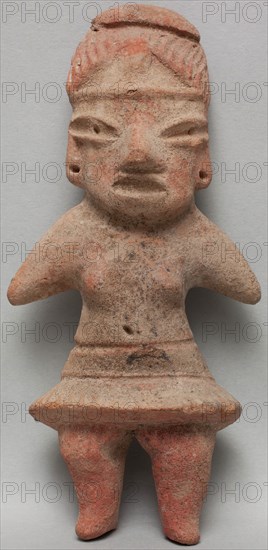Preclassic Village, Precolumbian, Figure with Skirt, between 1500 and 900 BCE, earthenware, Overall: 5 1/2 × 3 inches (14 × 7.6 cm)