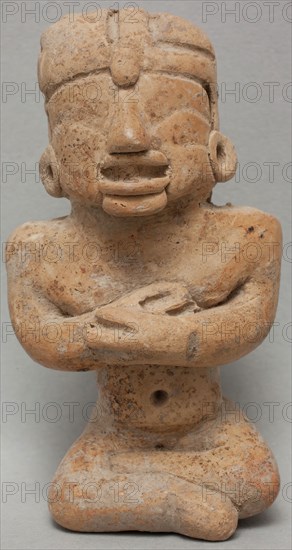 Preclassic Village, Precolumbian, Figure, between 500 and 200 BCE, earthenware, Overall: 3 1/8 × 1 3/4 × 1 3/8 inches (7.9 × 4.4 × 3.5 cm)