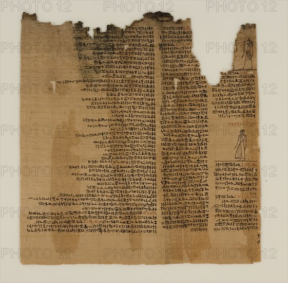 Egyptian, The Book of the Dead of Nes-Min, Section 12, between 4th and 3rd century BCE, Ink on papyrus, Framed: 22 5/8 × 28 5/8 × 1 3/8 inches (57.5 × 72.7 × 3.5 cm)
