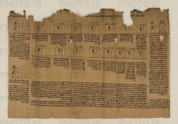 Egyptian, The Book of the Dead of Nes-Min, Section 17, between 4th and 3rd century BCE, Ink on papyrus, Framed: 22 5/8 × 28 5/8 × 1 3/8 inches (57.5 × 72.7 × 3.5 cm)