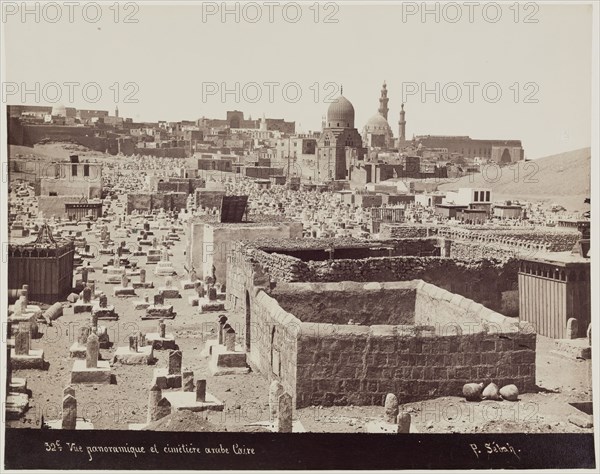 J. Pascal Sébah, Turkish, active ca. 1823-1886, Panoramic View of the Arab Cemetery, Cairo, 19th century, albumen print, Image: 8 1/8 × 10 5/16 inches (20.6 × 26.2 cm)