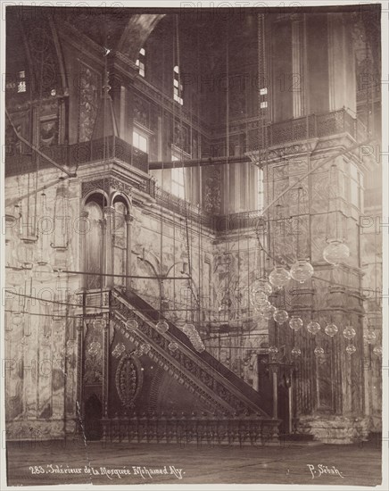 J. Pascal Sébah, Turkish, active ca. 1823-1886, Interior of the Mosque of Mohammed Ali, Cairo, 19th century, albumen print, Image: 10 5/16 × 8 inches (26.2 × 20.3 cm)