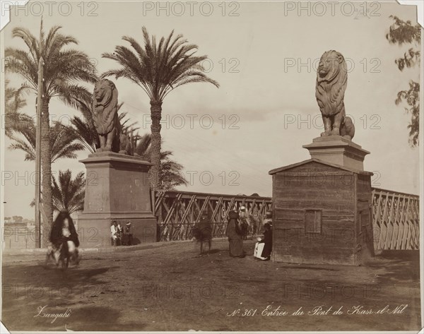 Zangaki, Greek, active 1860-1889, Entrance to Kasr-en-Nile Bridge, Cairo, 19th century, albumen print
