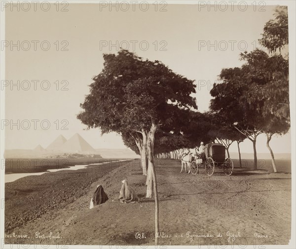 Hippolyte Arnoux, French, active 1865-1890, Road to the Pyramids, Giza, after 1868, albumen print, Image: 8 7/8 × 10 7/8 inches (22.5 × 27.6 cm)