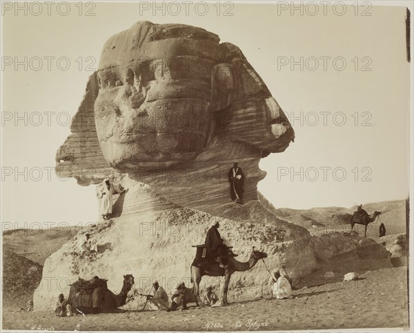Hippolyte Arnoux, French, active 1865-1890, The Sphinx at Giza before Excavation, before 1886, albumen print, Image: 8 7/8 × 11 1/8 inches (22.5 × 28.3 cm)